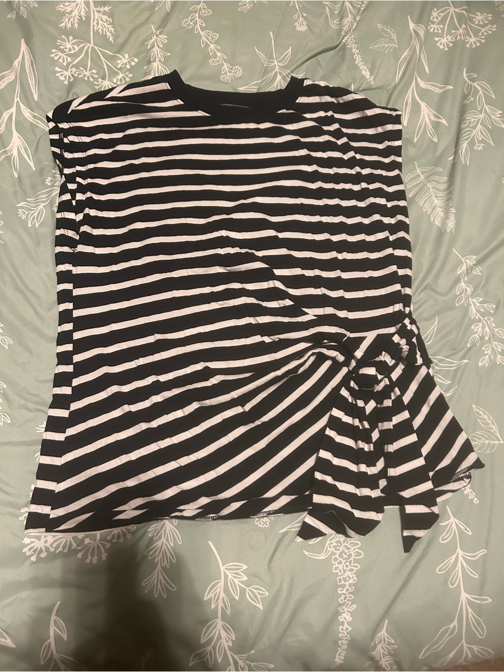 Old Navy Navy & White Striped Short-Sleeve Tie-Waist Top
